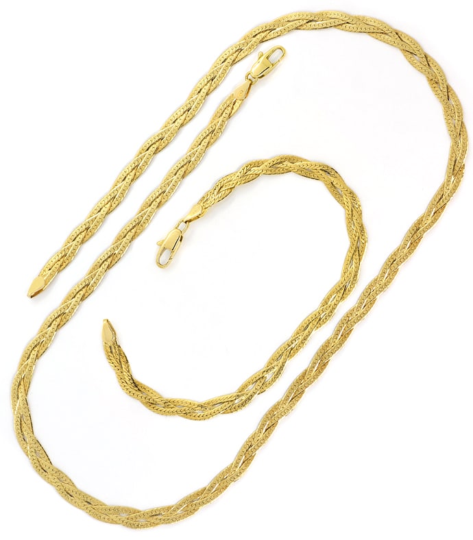 Foto 4 - Goldkette und Goldarmband geflochten aus 750er Gelbgold, K3166