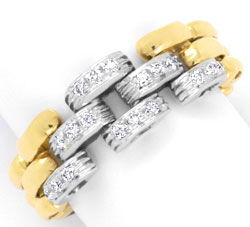 Foto 1 - Ketten Ring mit 18 Brillanten Gelbgold-Weißgold, S3769
