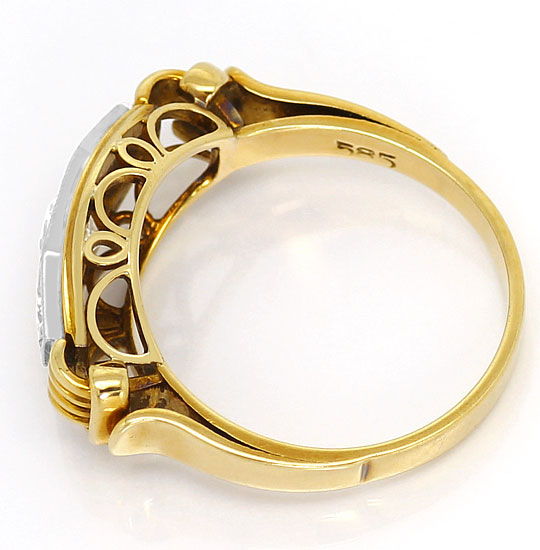 Foto 3 - Alter Handarbeits-Diamanten-Ring 0,44ct Gelbgold-Platin, S4882