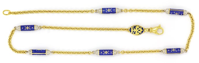 Foto 1 - Faberge Goldcollier 96 Brillanten Blau Emaille, S5138