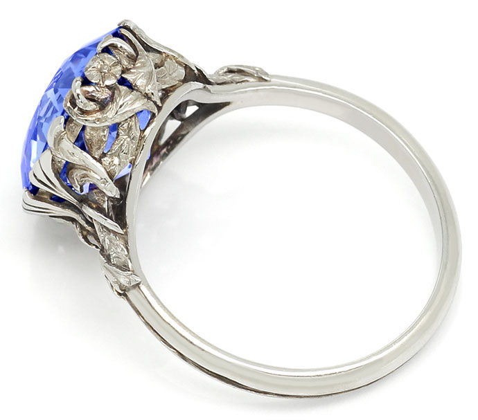 Foto 3 - Jugendstil Ring mit Verneuil Safir und florale Gravuren, S9319