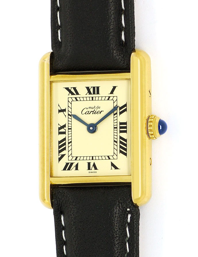Foto 2 - Cartier Tank Vermeil Damen Uhr 925er Sterling vergoldet, U2128
